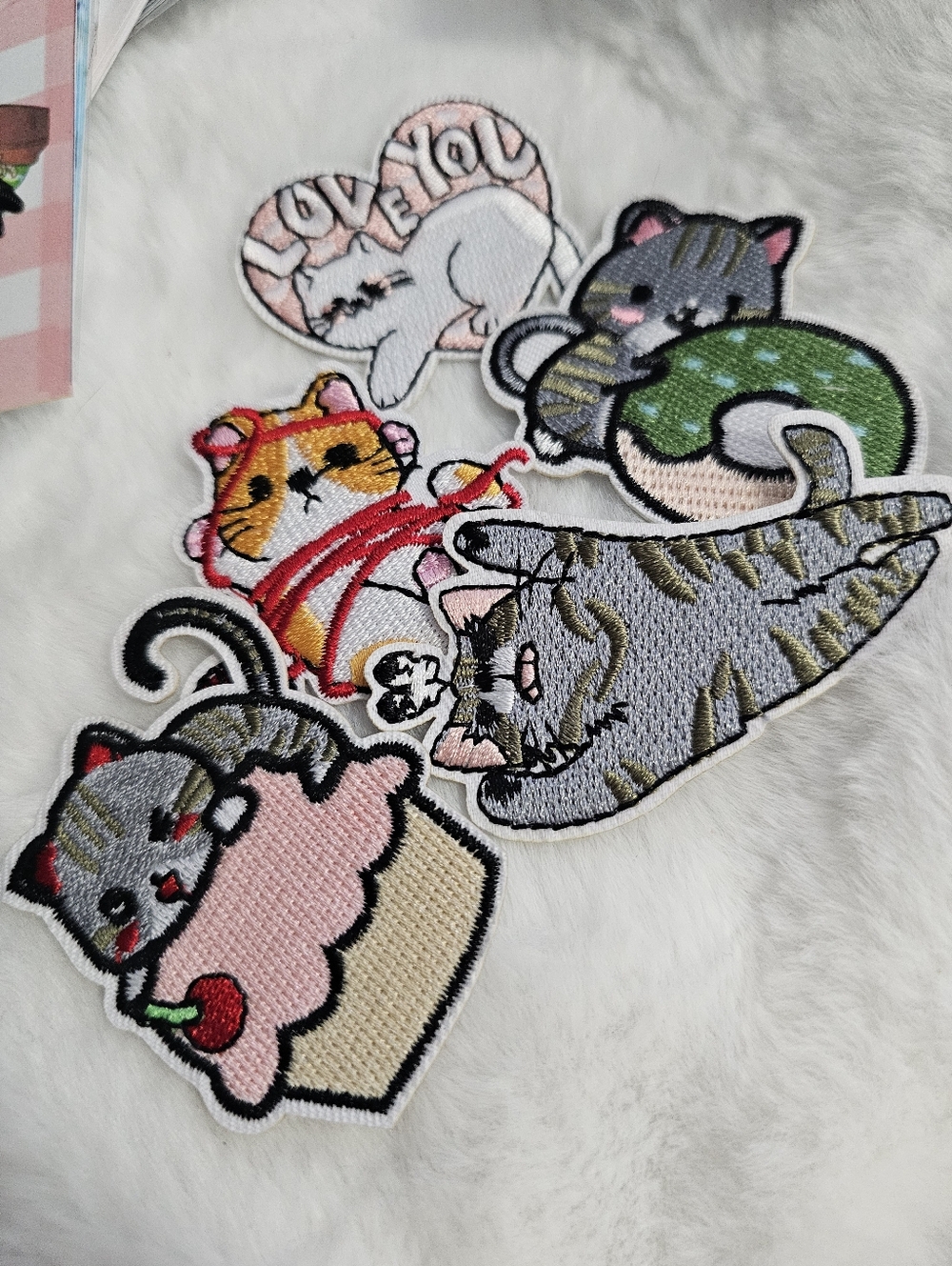Calico & Grey Cat Embroidered Patches - Cute Cat Appliqué Set